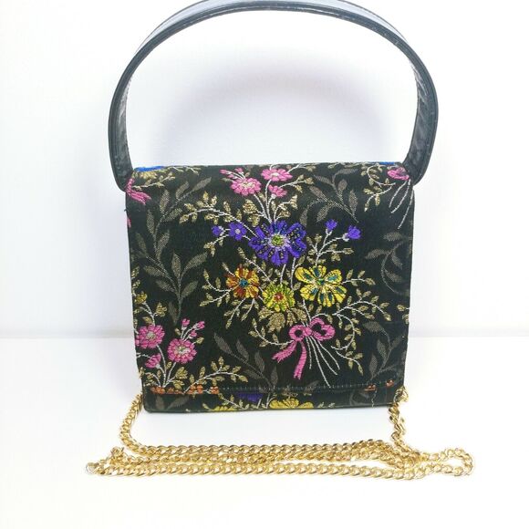 Designer Timothy Hitsman Purse metallic floral thread Gold Crossbody Chain Spain - Picture 2 of 9
